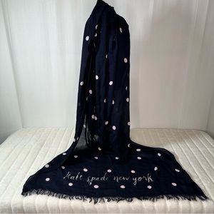 Kate Spade Navy and Pink Polka Dot Scarf